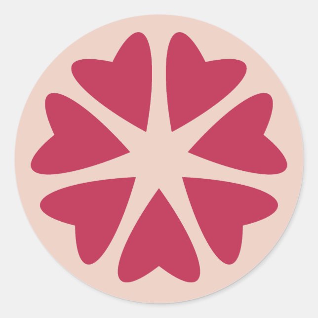 Nuclear Hearts - magenta red - image.     Classic Round Sticker (Front)