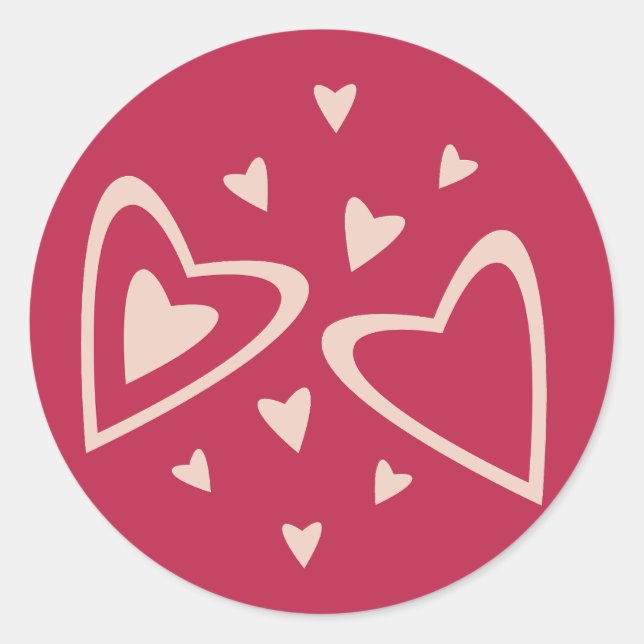 Nuclear Hearts - magenta red - image.      Classic Round Sticker (Front)