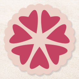 Nuclear Hearts - magenta red - image.   Paper Coaster