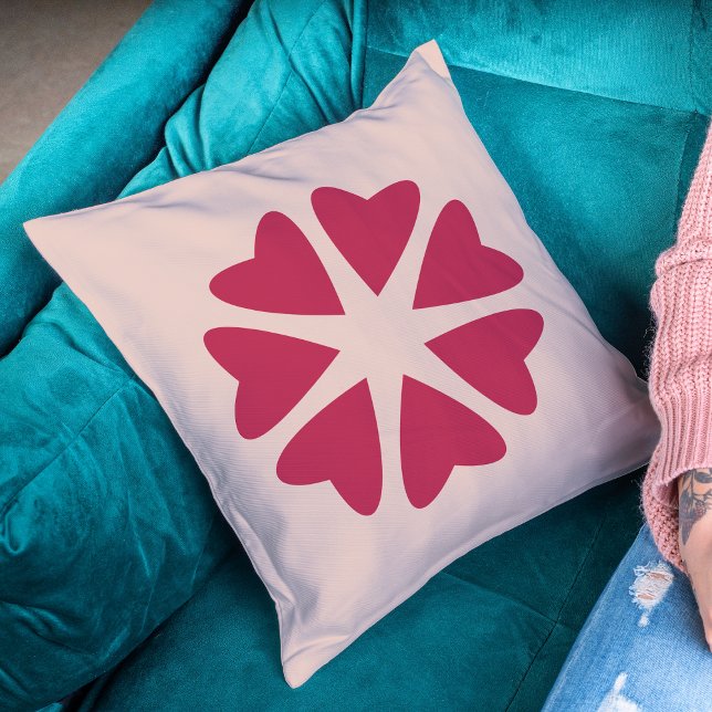 Nuclear Hearts - magenta red - image.  Throw Pillow (Creator Uploaded)