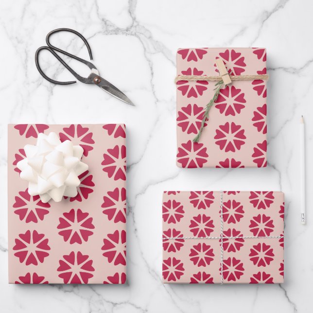Nuclear Hearts - magenta red - seamless pattern. Wrapping Paper Sheets (Front)