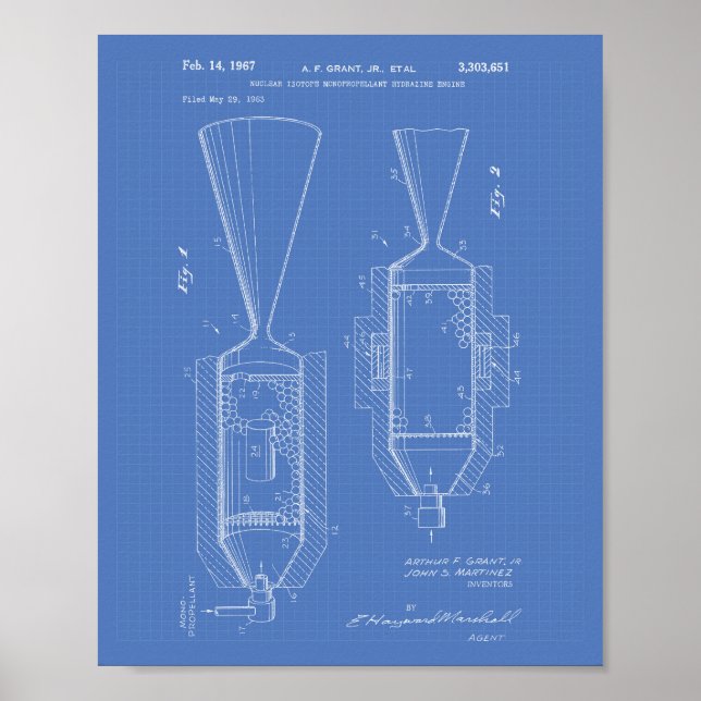 Nuclear Isotope Engine 1963 Patent Art Blueprint Poster (Front)