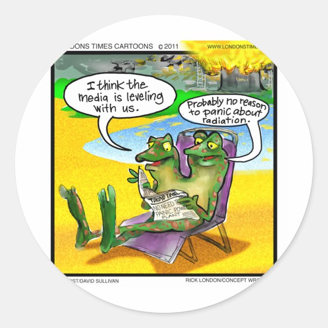 Nuclear Neighbors (Twin Frogs) Funny Gifts & Cards Classic Round Sticker (Front)