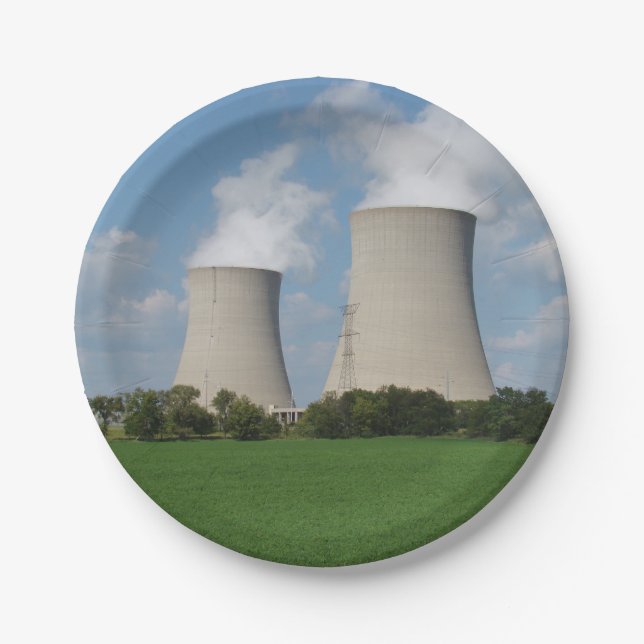 Nuclear Power Plant Cooling Towers Paper Plates (Front)