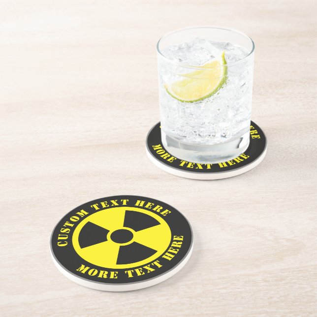 Nuclear radioactive black and yellow nuke symbol coaster (Side)