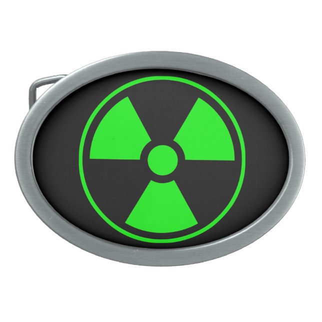 Nuclear Radioactive Radiation Symbol in green Belt Buckle (Front)
