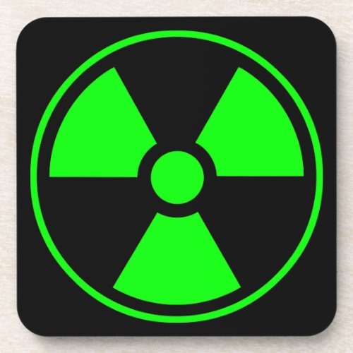 Nuclear Radioactive Radiation Symbol in green Beverage Coaster