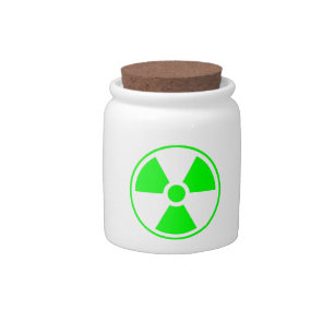 Nuclear Radioactive Radiation Symbol in green Candy Jar
