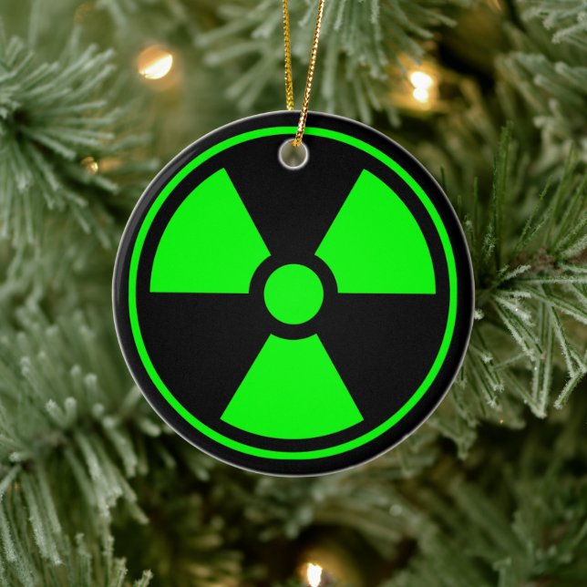 Nuclear Radioactive Radiation Symbol in green Ceramic Ornament (Tree)