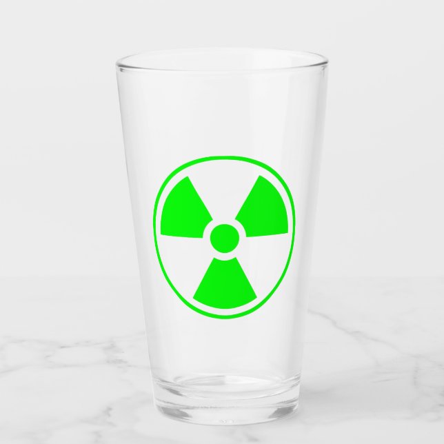 Nuclear Radioactive Radiation Symbol in green Glass (Front)