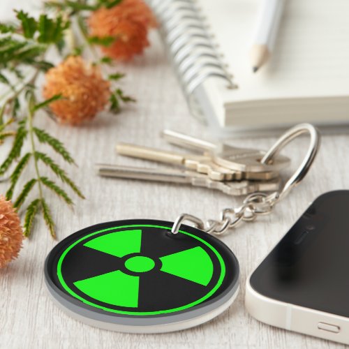 Nuclear Radioactive Radiation Symbol in green Keychain