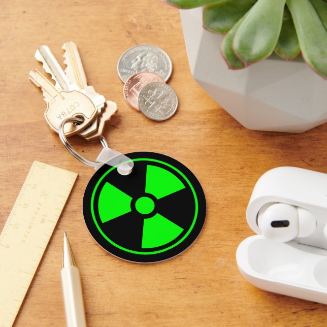 Nuclear Radioactive Radiation Symbol in green Keychain (Desk)