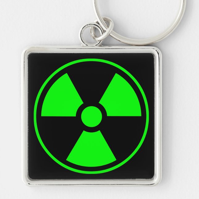 Nuclear Radioactive Radiation Symbol in green Keychain (Front)