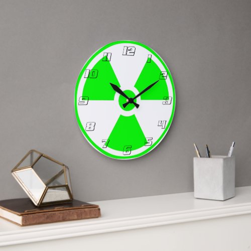 Nuclear Radioactive Radiation Symbol in green Large Clock
