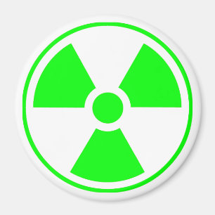 Nuclear Radioactive Radiation Symbol in green Magnet