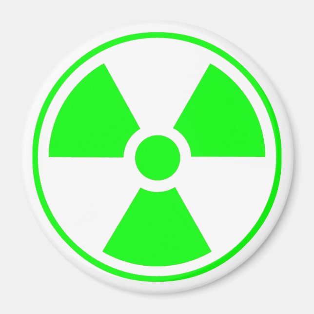 Nuclear Radioactive Radiation Symbol in green Magnet (Front)