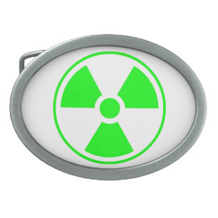 Nuclear Radioactive Radiation Symbol in green Oval Belt Buckle