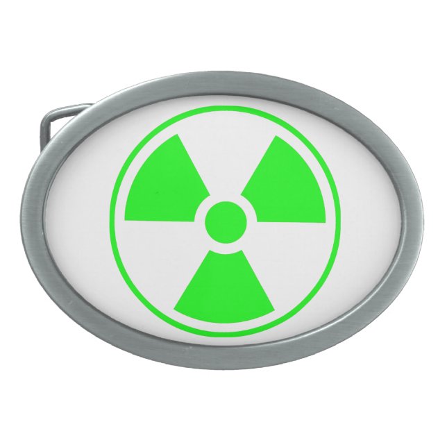 Nuclear Radioactive Radiation Symbol in green Oval Belt Buckle (Front)