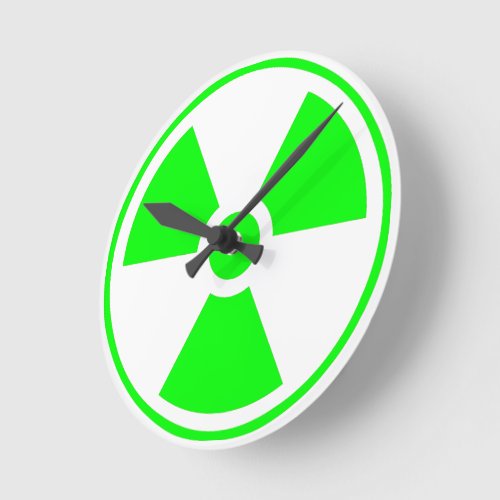 Nuclear Radioactive Radiation Symbol in green Round Clock