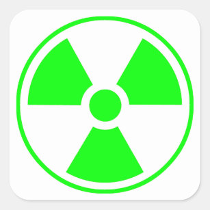 Nuclear Radioactive Radiation Symbol in green Square Sticker