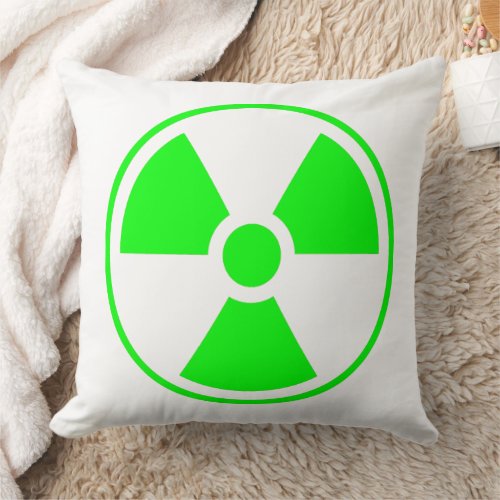 Nuclear Radioactive Radiation Symbol in green Throw Pillow