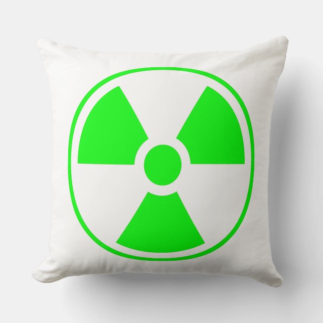 Nuclear Radioactive Radiation Symbol in green Throw Pillow (Front)