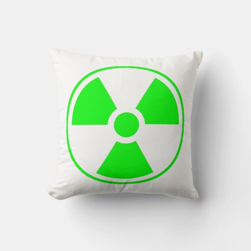 Nuclear Radioactive Radiation Symbol in green Throw Pillow