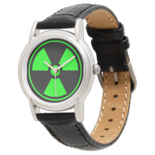 Nuclear Radioactive Radiation Symbol in green Watch