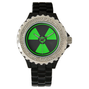 Nuclear Radioactive Radiation Symbol in green Watch