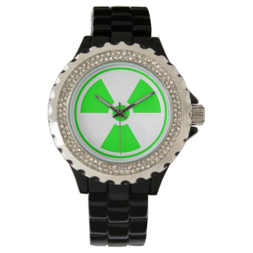 Nuclear Radioactive Radiation Symbol in green Watch