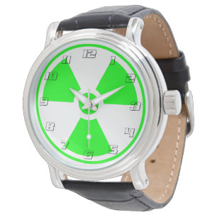 Nuclear Radioactive Radiation Symbol in green Watch