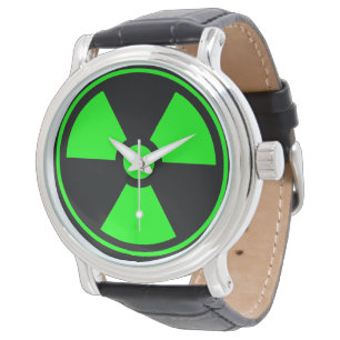 Nuclear Radioactive Radiation Symbol in green Watch
