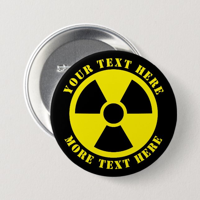 Nuclear radioactive symbol black & yellow nuke button (Front & Back)