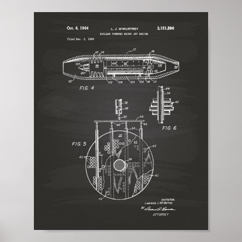Nuclear Water Jet Engine 1959 Art  Chalkboard Poster