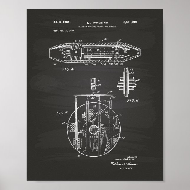 Nuclear Water Jet Engine 1959 Art  Chalkboard Poster (Front)