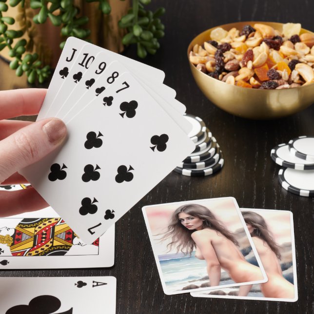 Nude art on a beach poker cards (In Situ)