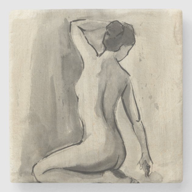 Nude Sketch of Female Body by Ethan Harper Stone Coaster | Zazzle.com