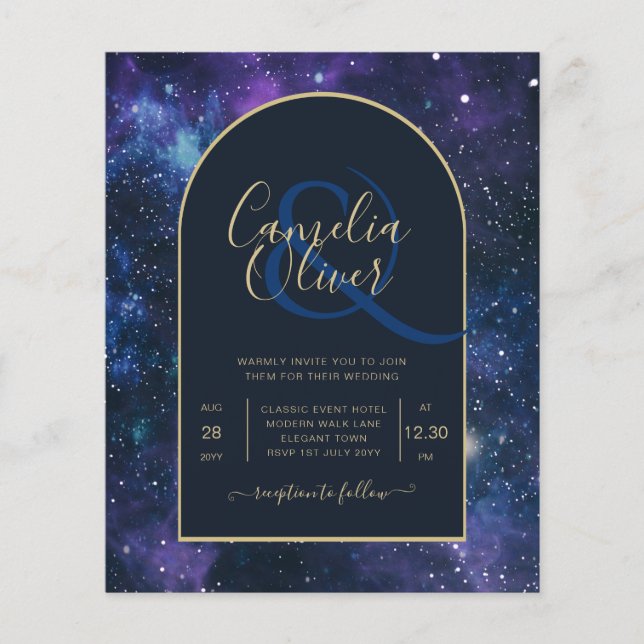NUDGET Starry Night Purple Blue Wedding INVITE Flyer (Front)