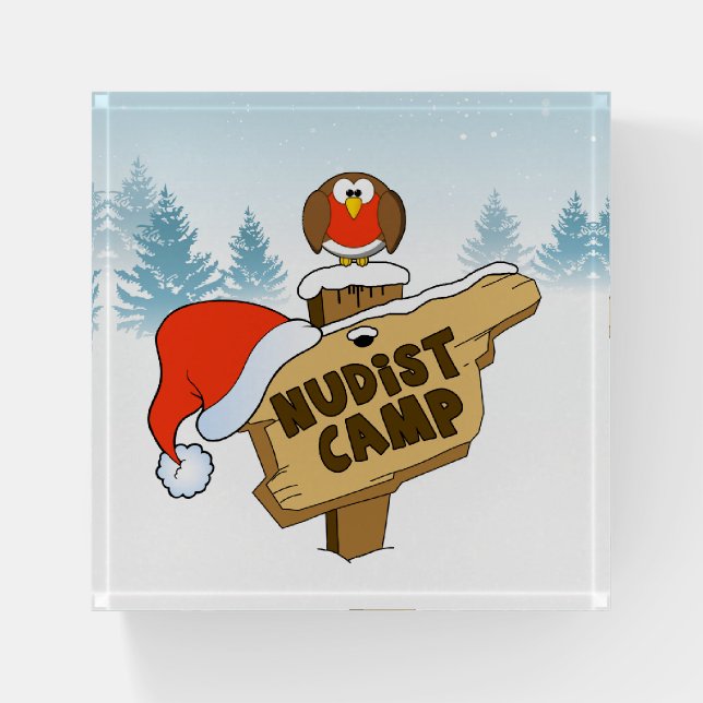 Nudist Camp Christmas Paperweight (Front)