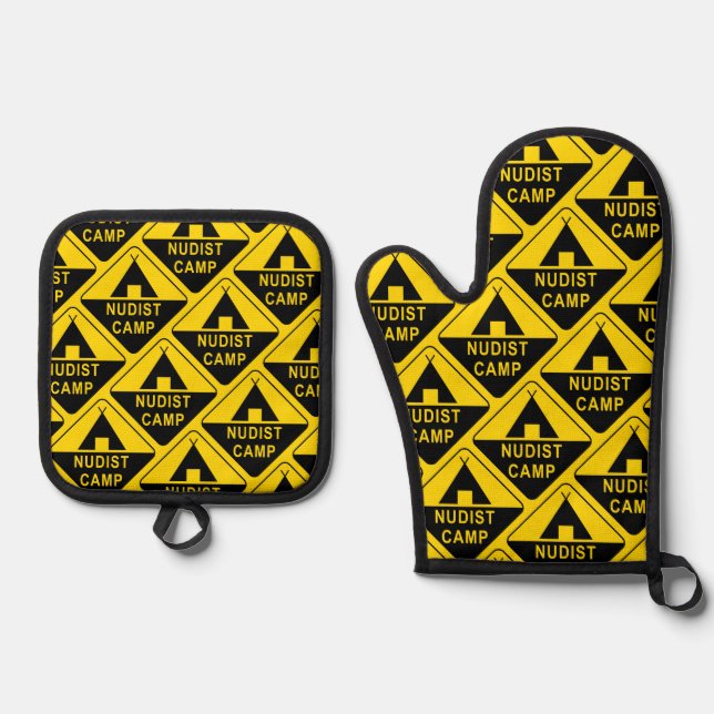 Nudist Camp Oven Mitt & Pot Holder Set (Front)
