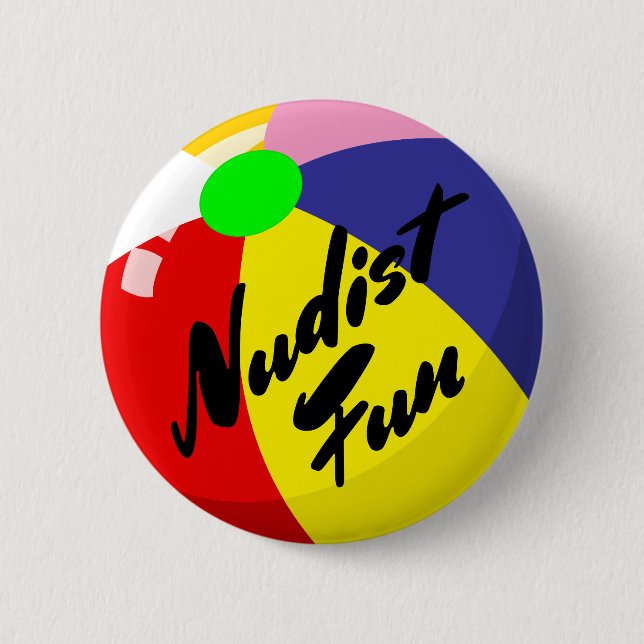 Nudist Fun Beach Ball Button (Front)