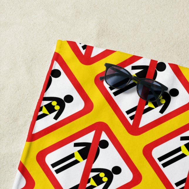 Nudist/Naturist, No Swimsuits Allowed Sign Print Beach Towel (In Situ)