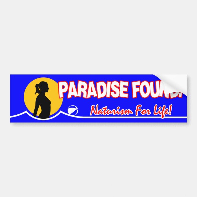 Nudist Paradise Found, Naturist Bumper Sticker (Front)