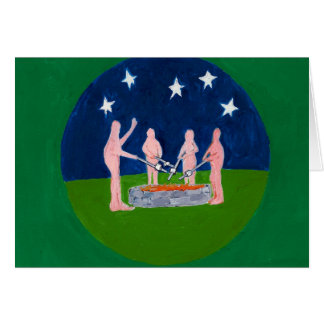 nudists at campfire cards