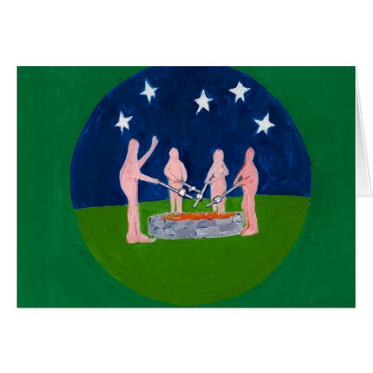 nudists at campfire cards (Front Horizontal)
