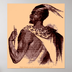 Nuer Chief -1850-Ethiopian African in battle Poster