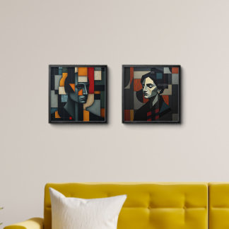 NUES Cubist Abstract 2 & 3 Set Of 2 Peel And Stick Photo Tile