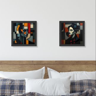 NUES Cubist Abstract 2 & 3 Set Of 2 Prints