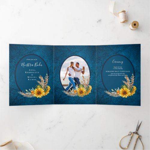 Nuestra Boda 6 page Sunflowers Wedding Invite