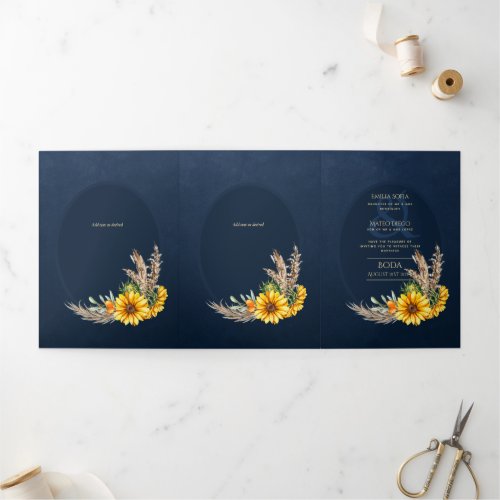 Nuestra Boda 6 page Sunflowers Wedding Invite